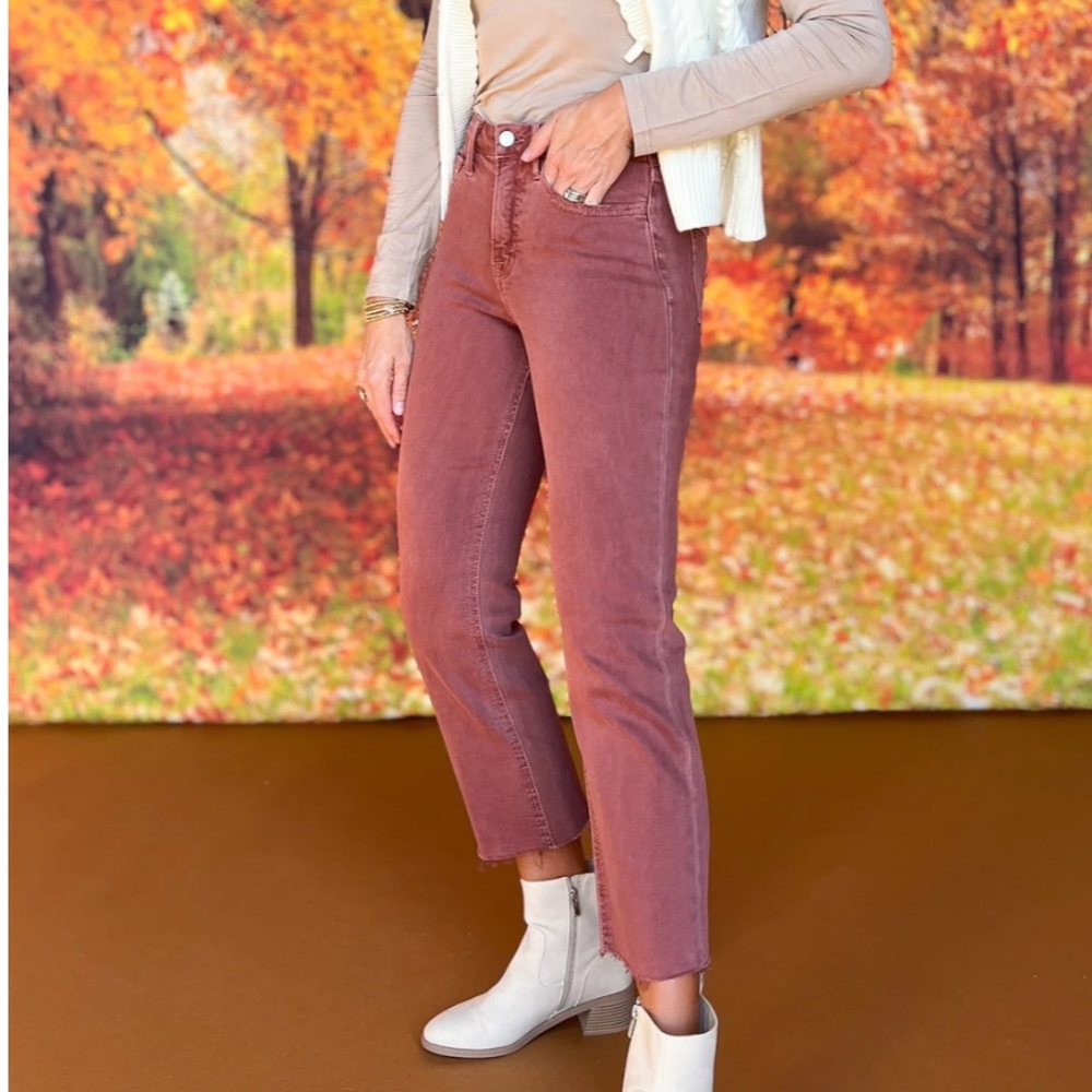 High-Rise Ankle Cropped Jeans in a light wine color - Picture 13 of 13